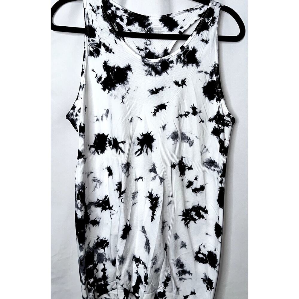 Zyia Active Womens Size XL Black White Tie Dye Print Sleeveless Tank Top